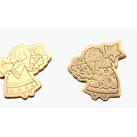 Christmas Angel Pins Pinback Star Heart Folk Art Vintage Holiday Jewelry Lot 2 - Picture 1 of 1